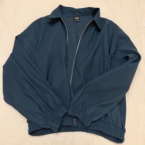 Zara Women's Deep Blue Bomber Jacket